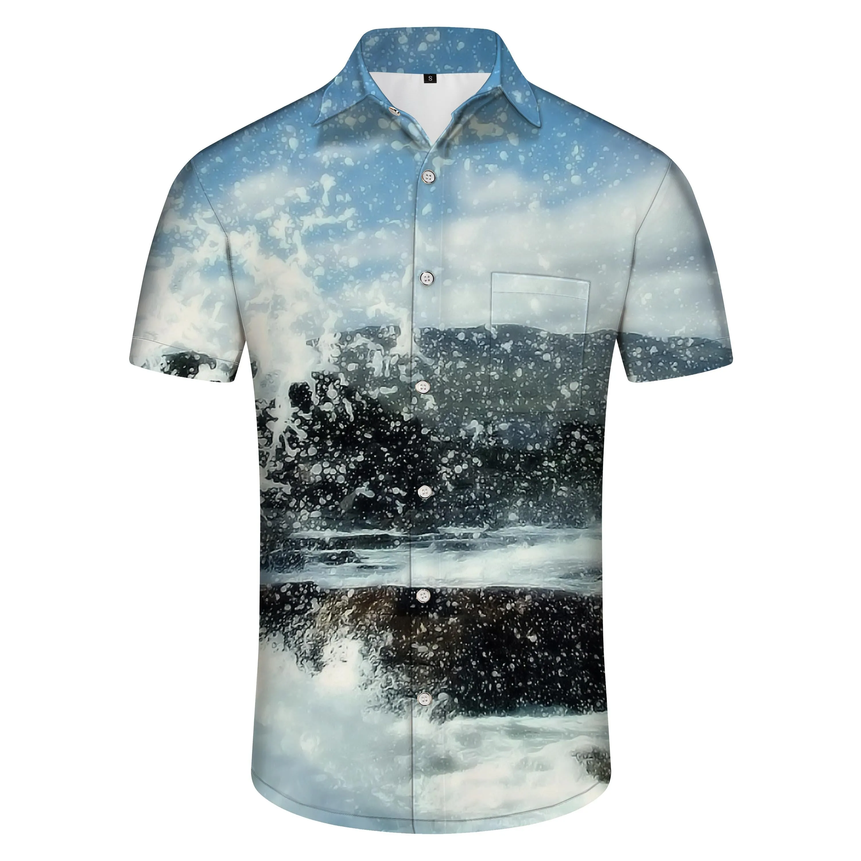 3D Printed Pattern Hawaiian Button Down Shirts Mens Lapel Retro Street Trend Mens Shirts Mens Shirts Regular Sleeves