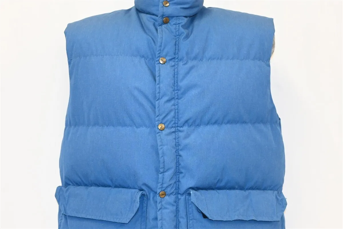 80s Camp 7 Blue Zipper Snap Winter Puffy Ski Vest Large