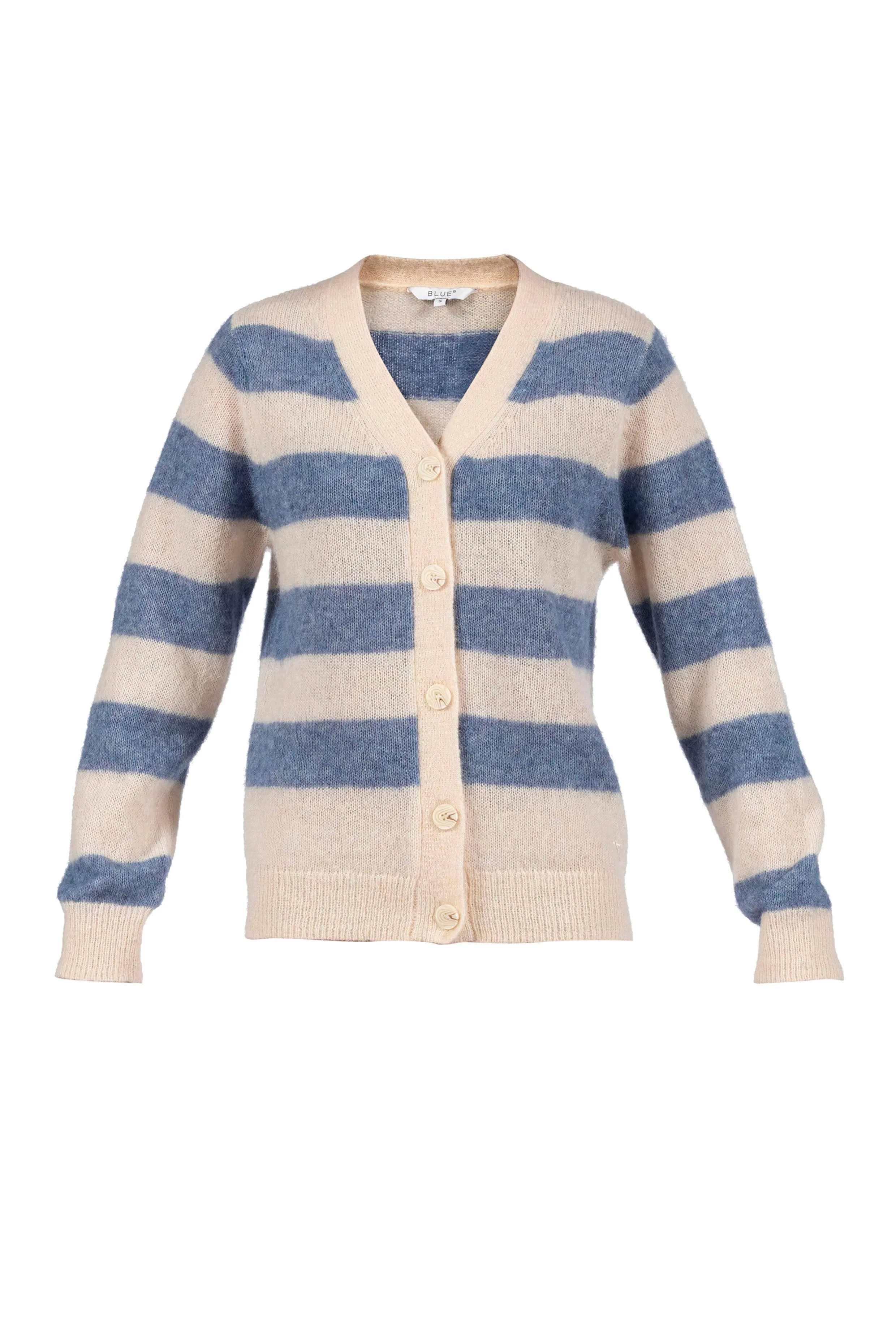 Adele Cardigan Knit- Ashley Blue/Ecru