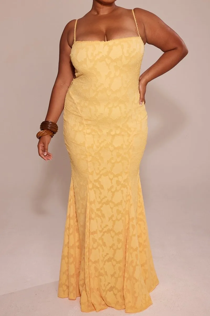 Apricot Lace Up Back Maxi Dress