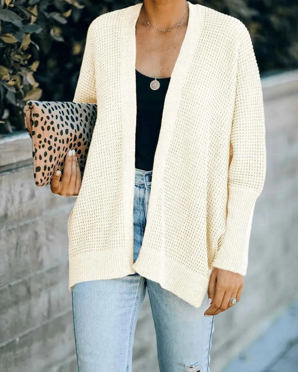 Batwing Sleeve Loose Knitted Cardigan