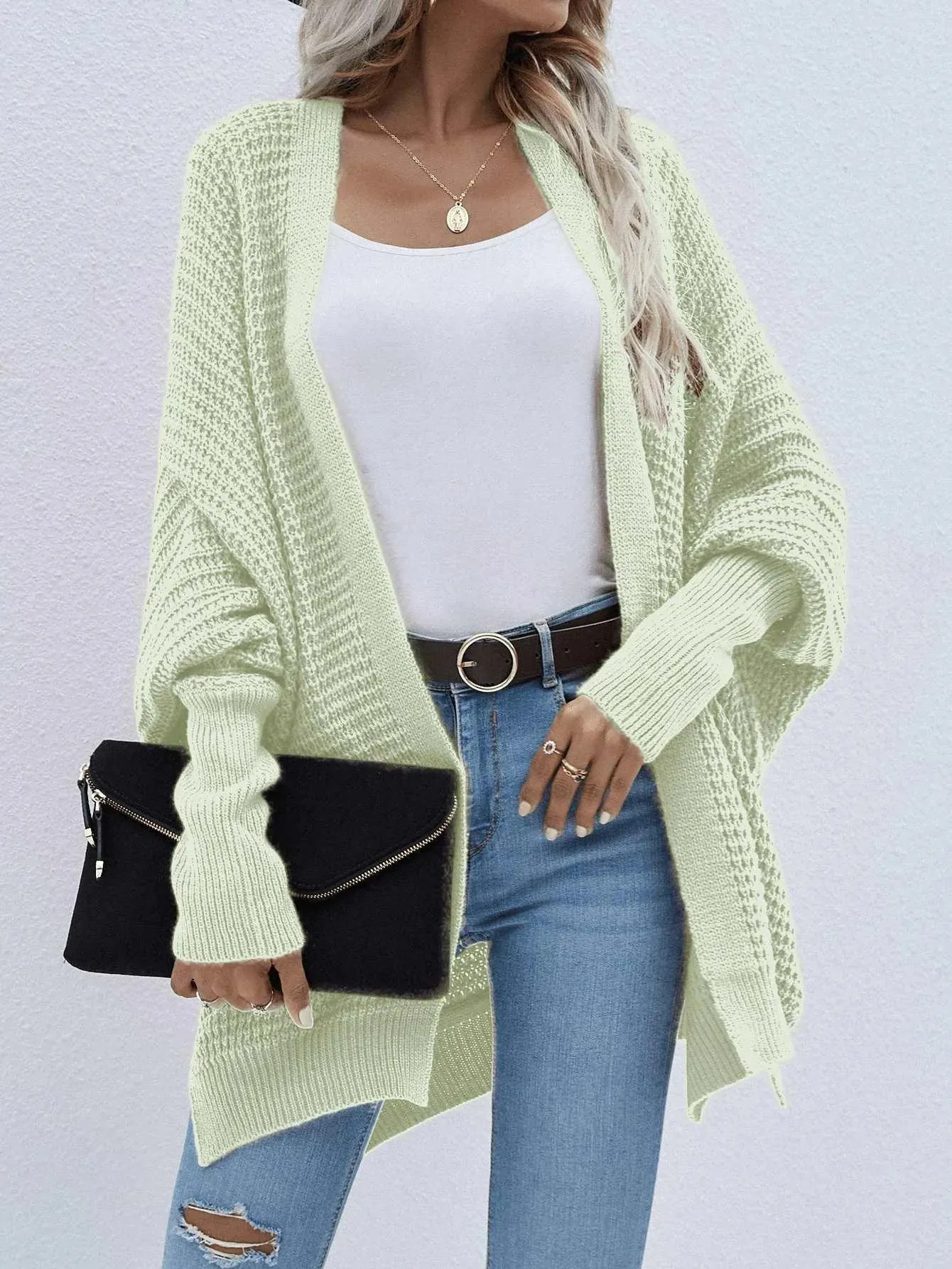 Batwing Sleeve Loose Knitted Cardigan