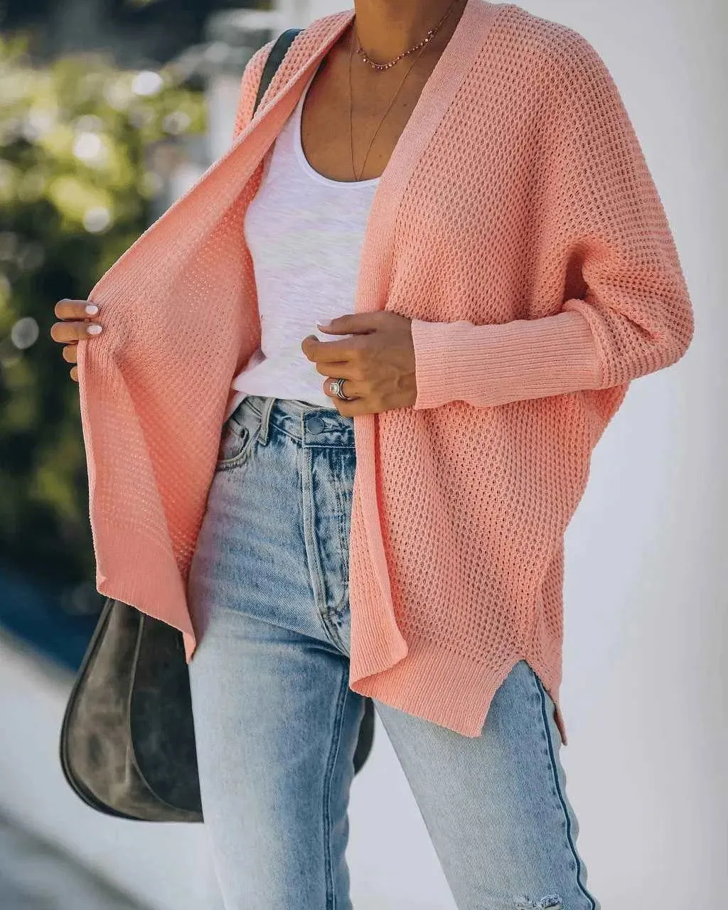 Batwing Sleeve Loose Knitted Cardigan