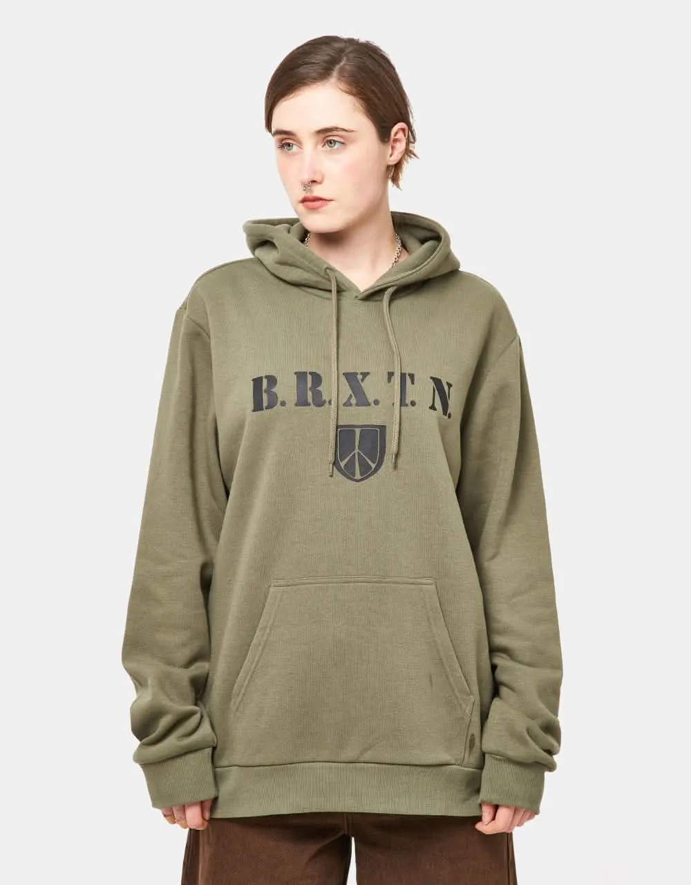 Brixton Peace Shield Pullover Hoodie - Olive Surplus