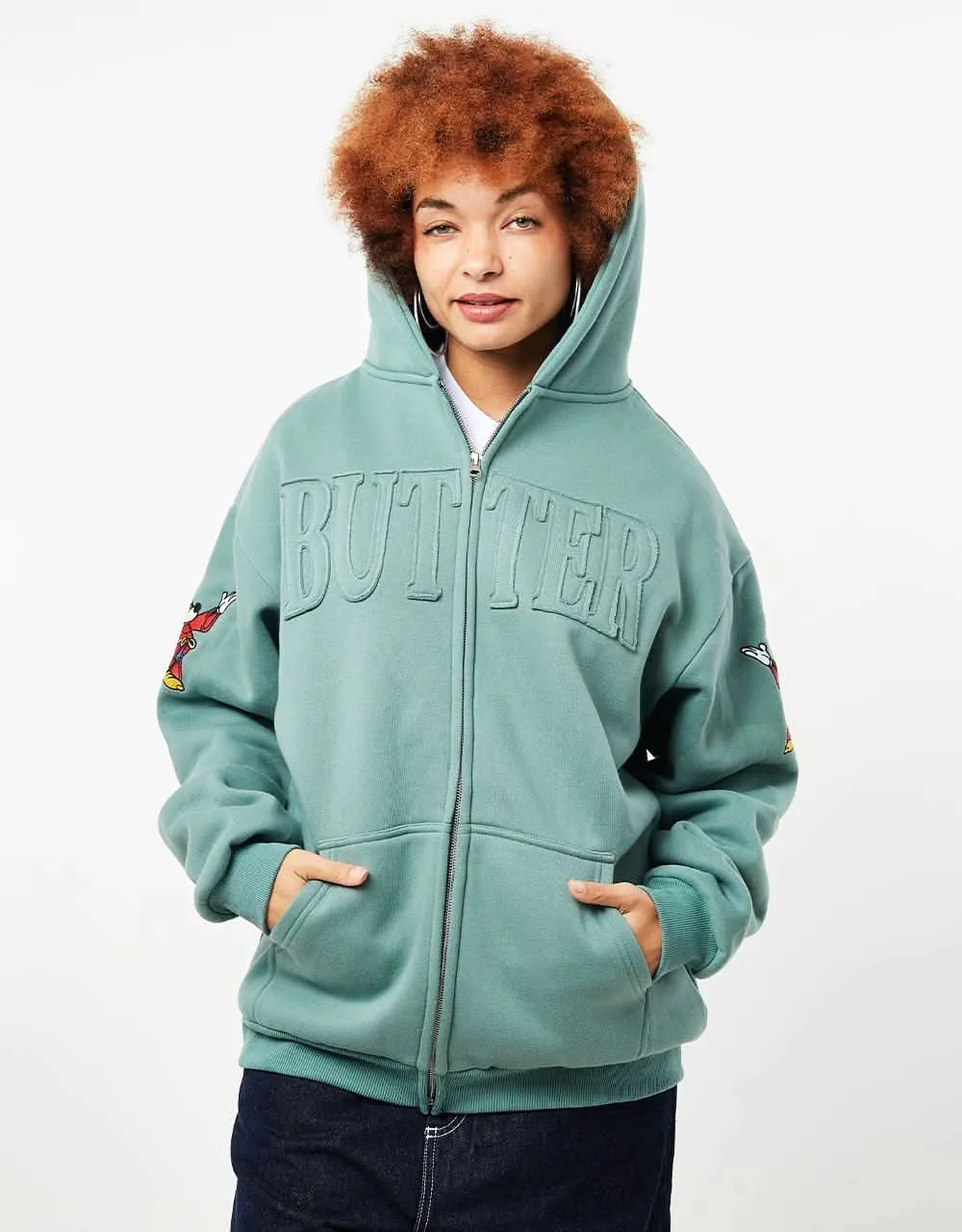 Butter Goods x Disney Applique Zip-Hoodie - Sage