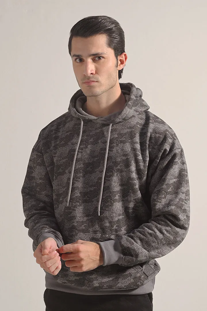 Camouflage Pullover Hoodie - Grey