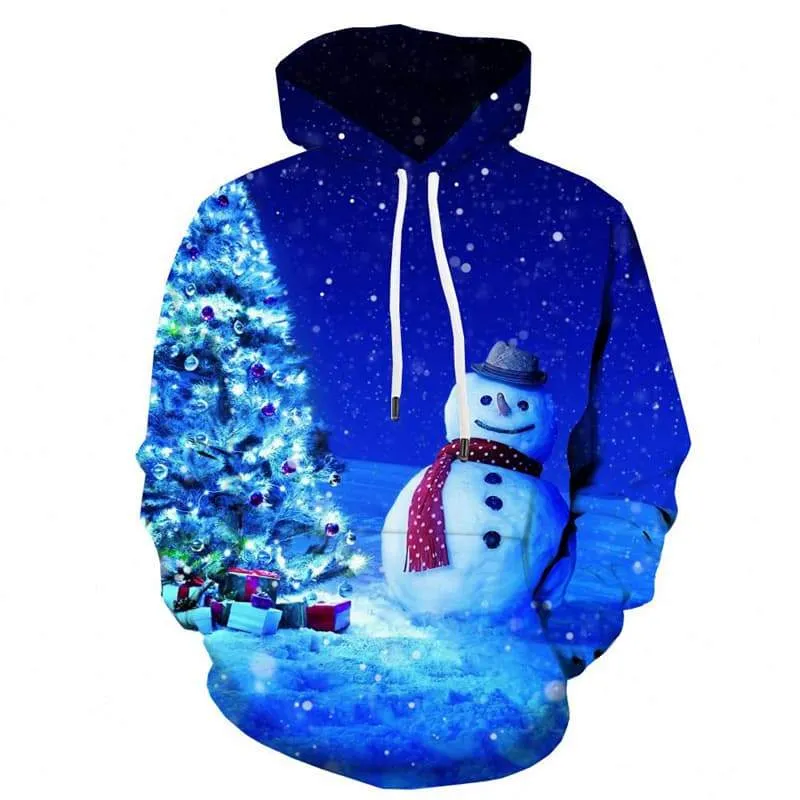 Christmas Sweatshirts men Snowman Hoodie Print Christmas Tree Hoody Anime Galaxy Sweatshirt Printed