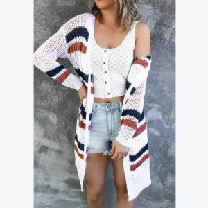 Color Blocking Hollow Knitted Women's Wholesale Sweaters and Cardigans