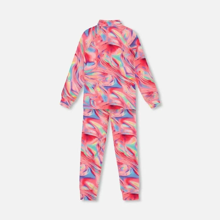 Deux Par Deux Two-Piece Thermal Underwear Set - Printed Marble