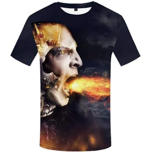 Flame T-shirt Men Skull T-shirts Graphic Metal T-shirts 3d Mechanical Tshirt Printed War T shirts Funny Short Sleeve T shirts