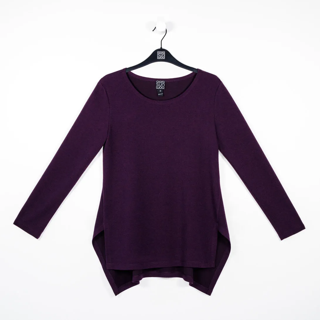 French Terry-Like Knit - Parachute Hem Sweater Tunic - Eggplant - Final Sale!