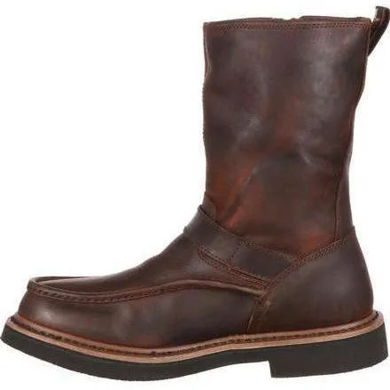 Georgia Men's Side Zip Waterproof Wellington Work Boot - Brown - G4124