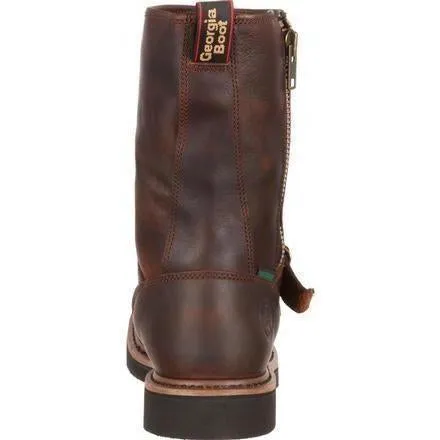 Georgia Men's Side Zip Waterproof Wellington Work Boot - Brown - G4124