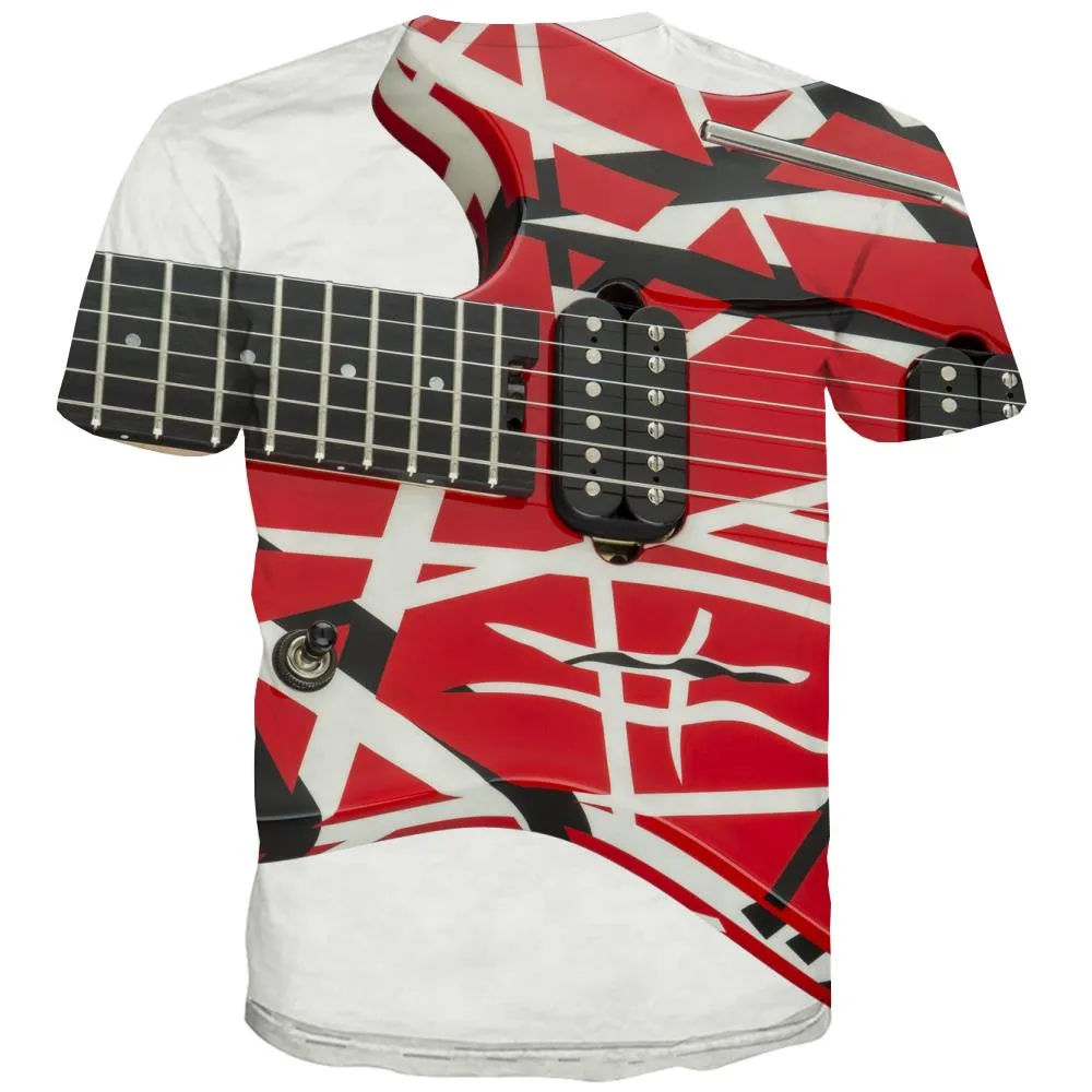 Guitar T shirts Men Music T shirts Funny Wooden T-shirts Graphic Metal Tshirt Printed