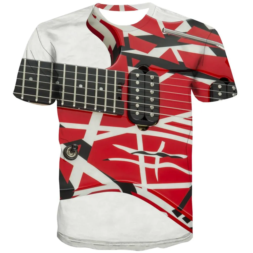 Guitar T shirts Men Music T shirts Funny Wooden T-shirts Graphic Metal Tshirt Printed