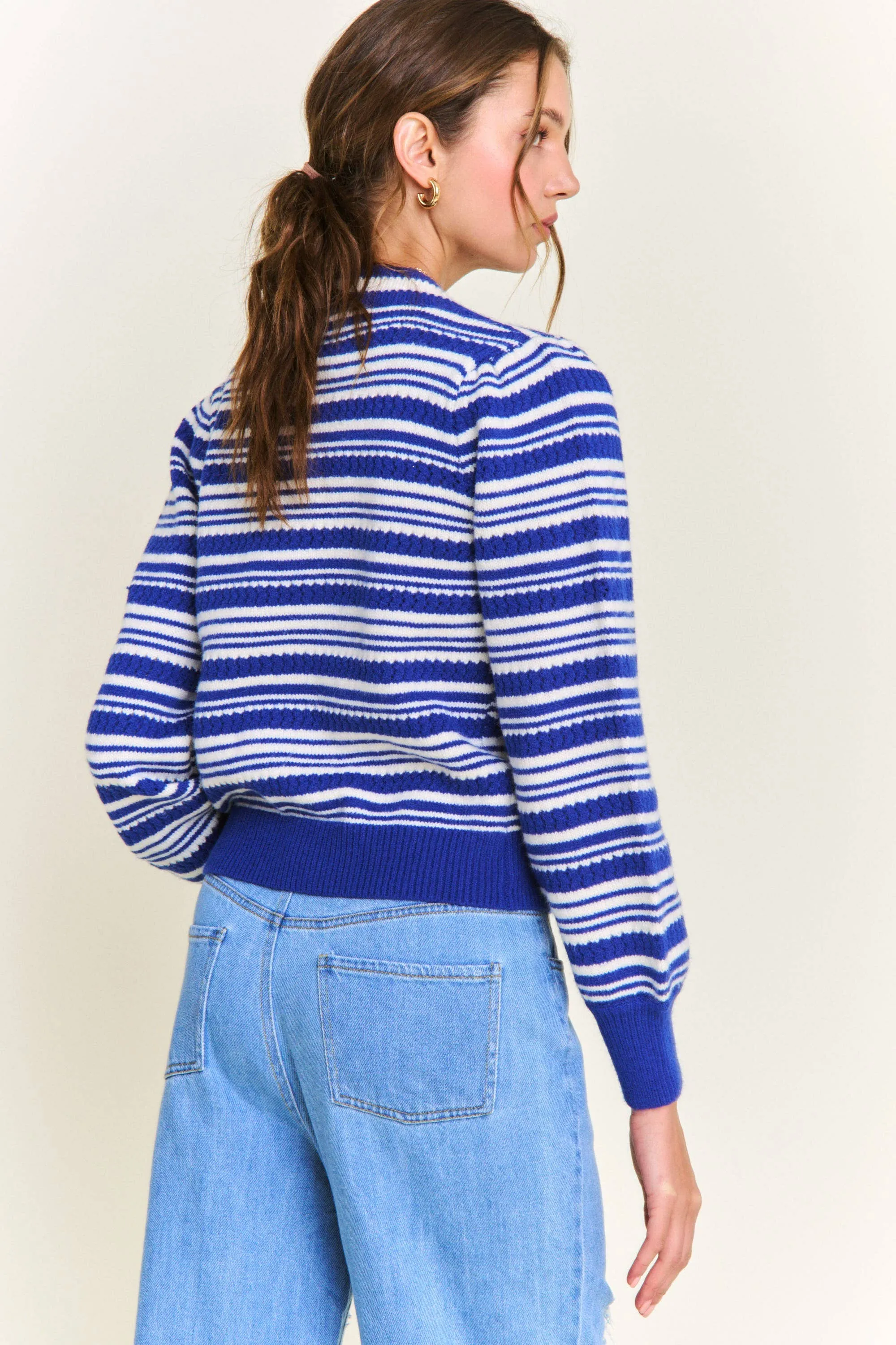 In the Beginning Blue Stripe Knit Cardigan