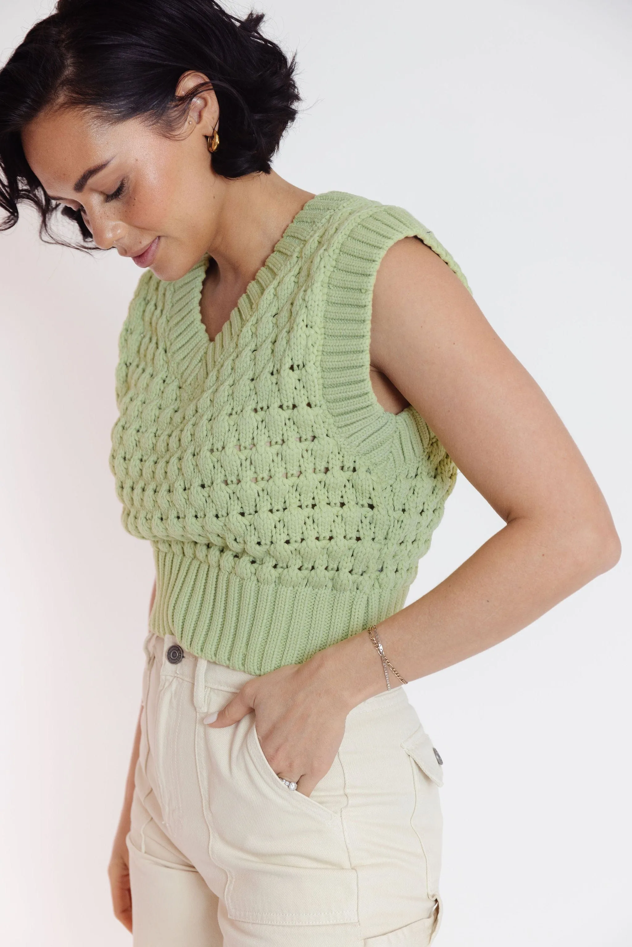 Iona Sweater Vest in Sage