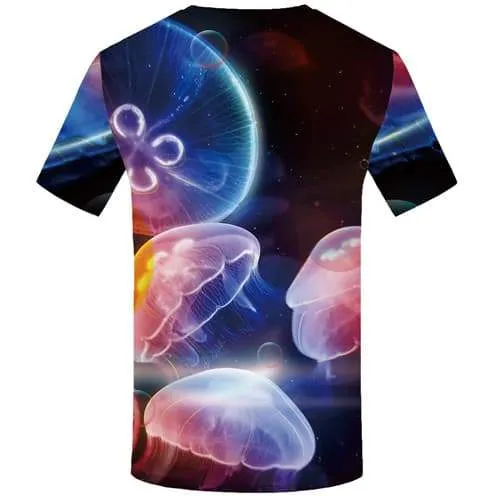 Jellyfish T shirts Men Galaxy Tshirts Casual Colorful Tshirts Novelty Space T-shirts Graphic Psychedelic T-shirts 3d