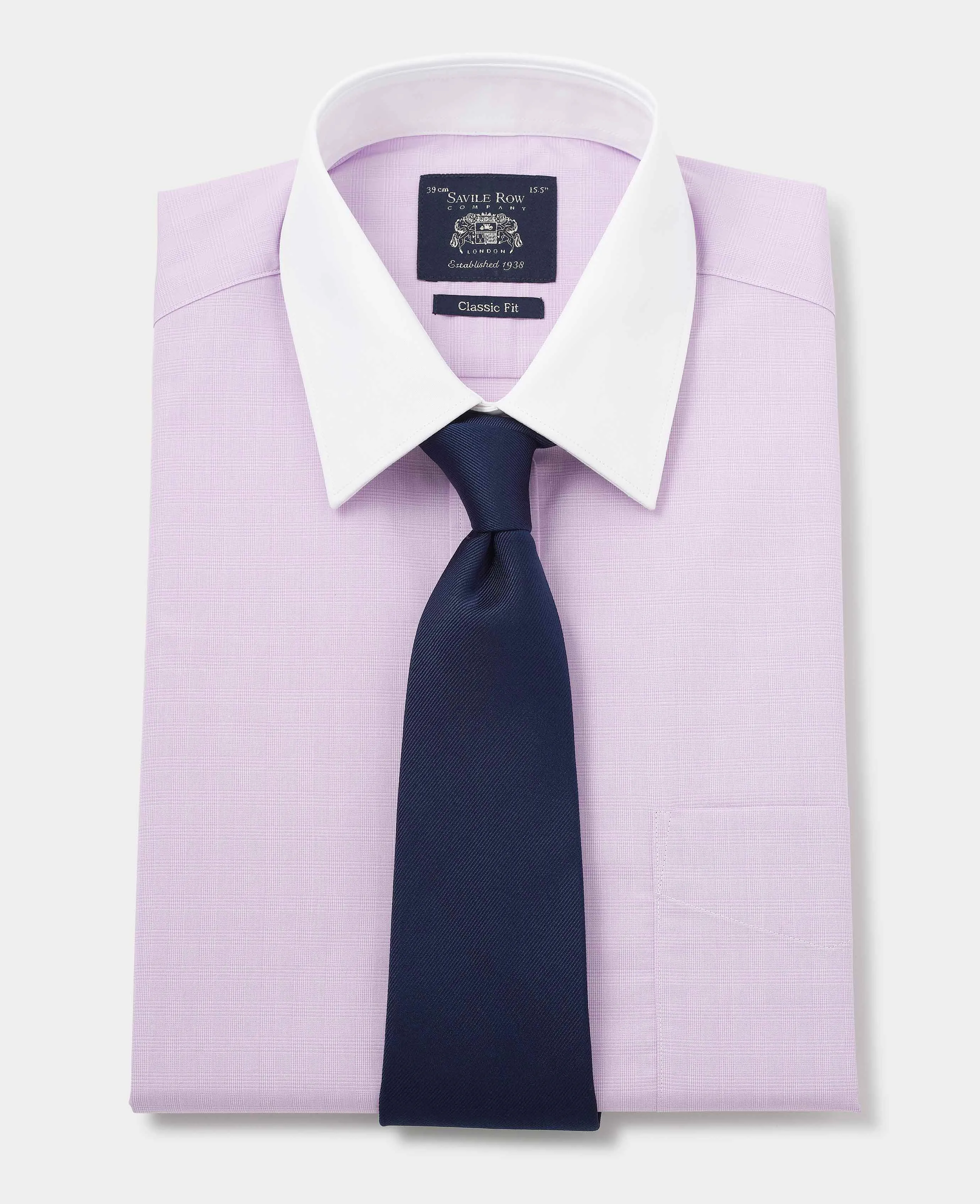 Lilac Cotton Fine Check Classic Fit Winchester Formal Shirt - Double Cuff