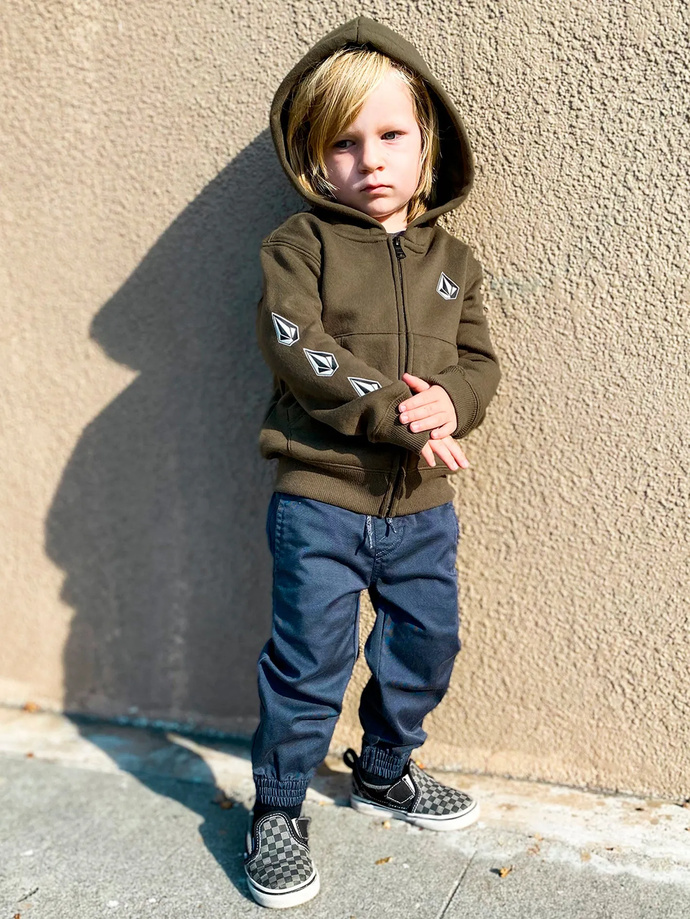 Little Boys Iconic Stone Zip Hoodie - Military