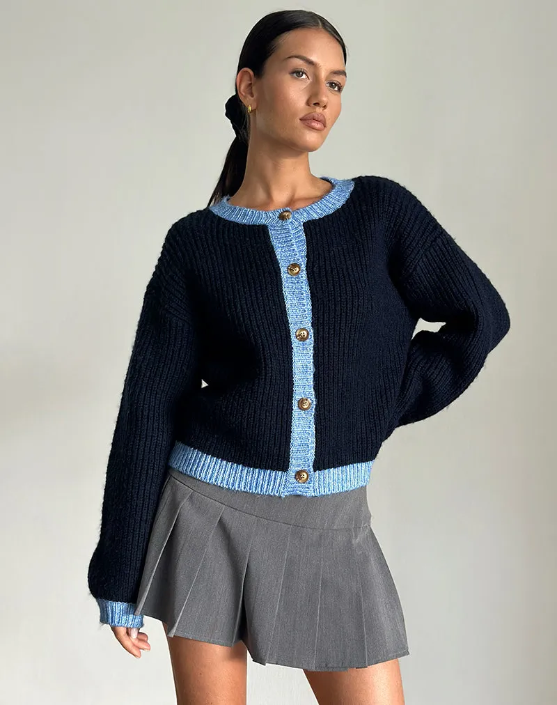 Luciana Cardigan in Contrast Navy