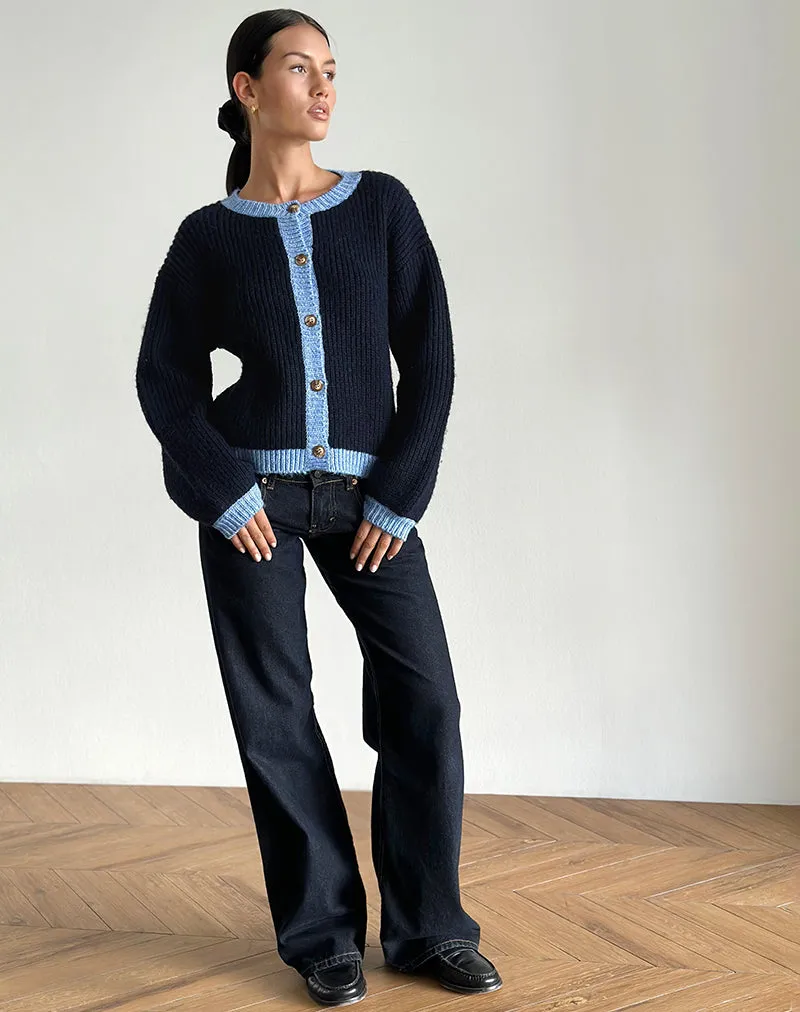 Luciana Cardigan in Contrast Navy