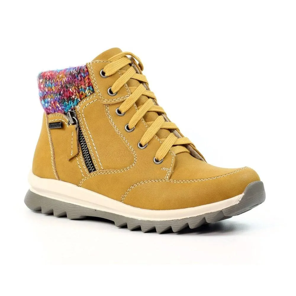 Lunar GLB115 Buttermere Ladies Mustard Waterproof Zip & Lace Ankle Boots