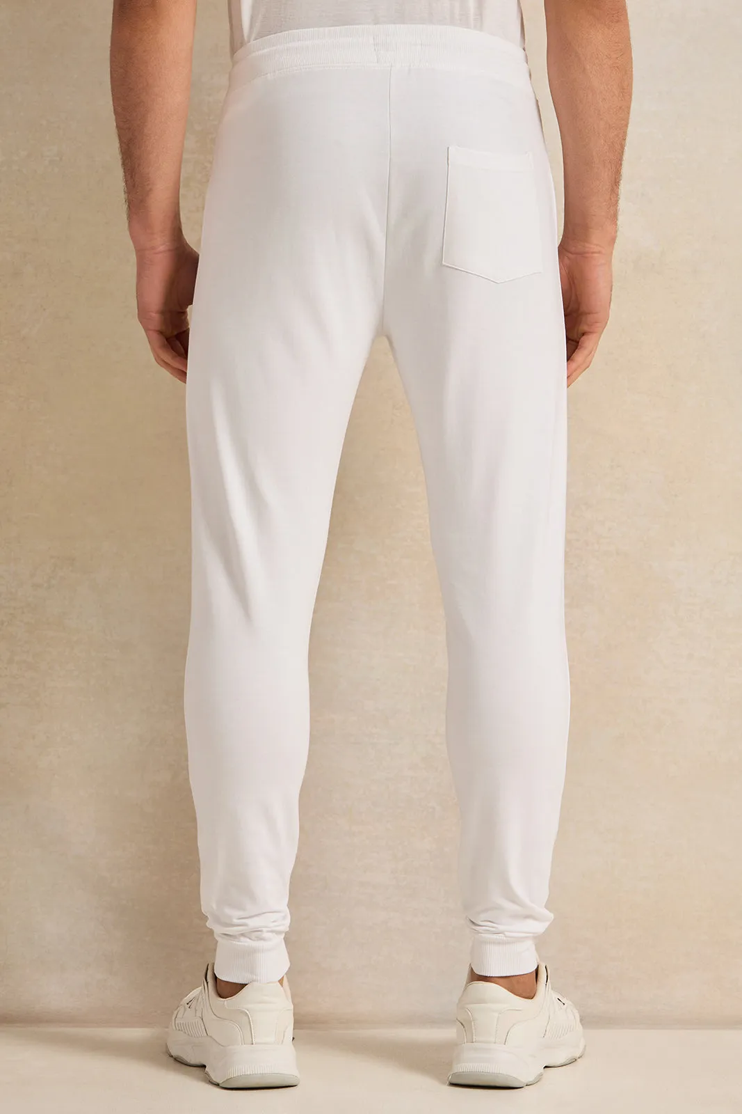 Men White Basic Track Pants