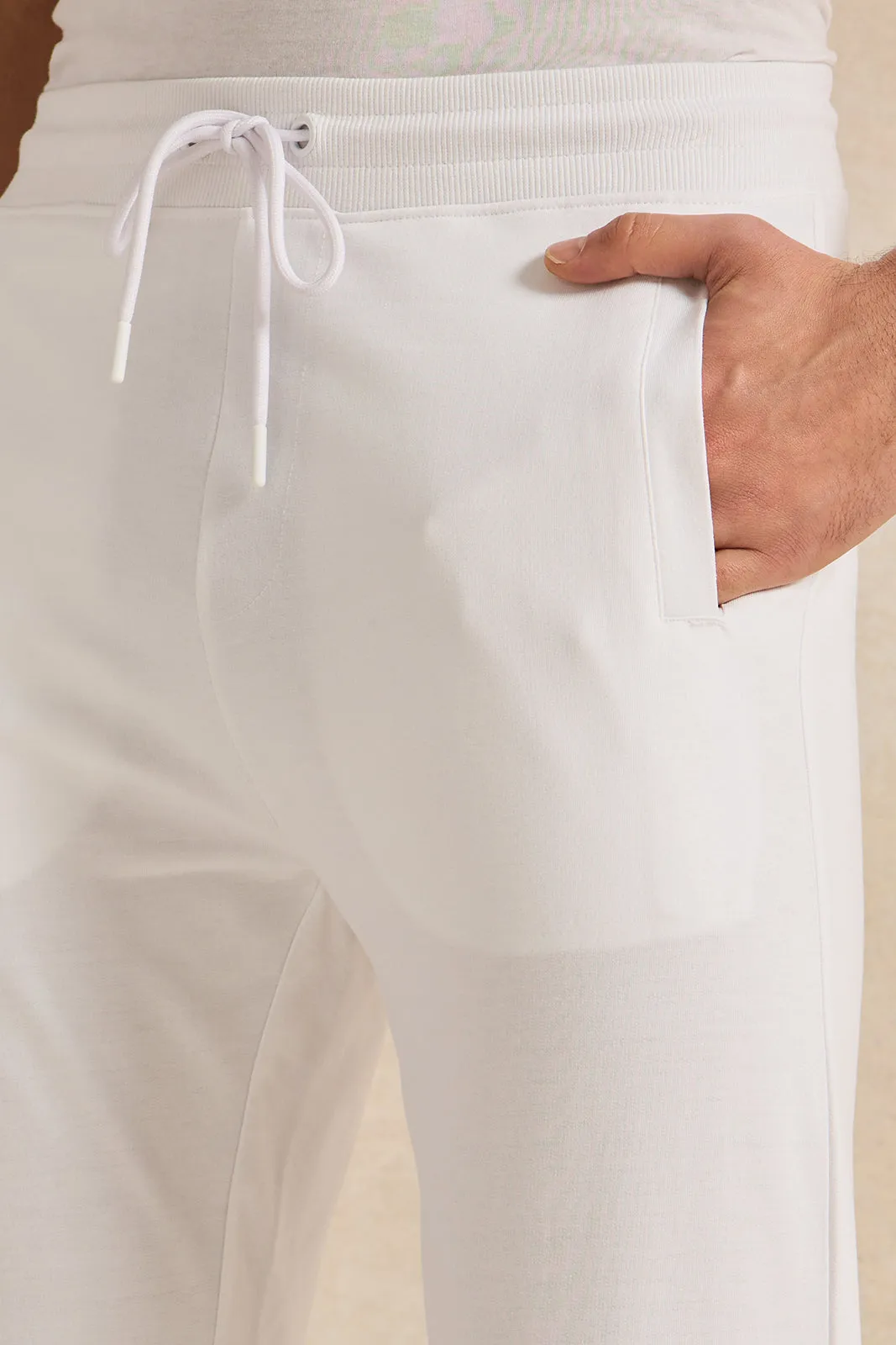 Men White Basic Track Pants