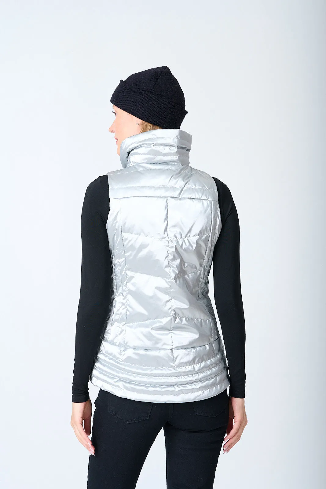 Metallic Quilted Waxed Vest