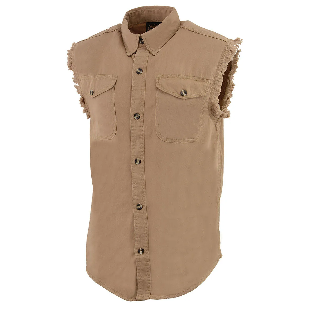 Milwaukee Leather DM4005 Men's Beige Lightweight Denim Shirt with