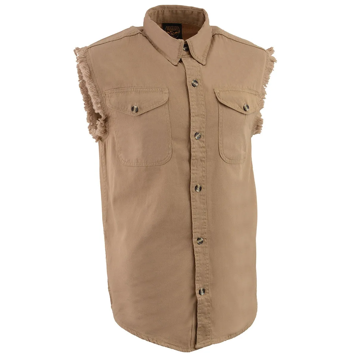 Milwaukee Leather DM4005 Men's Beige Lightweight Denim Shirt with