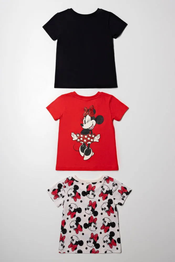 Minnie Mouse 3 Pack Tshirt Black