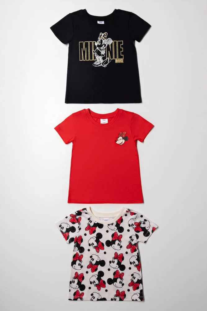 Minnie Mouse 3 Pack Tshirt Black