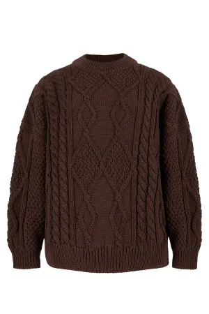 Nonna Cable-Knit 100% Merino Sweater Chocolate