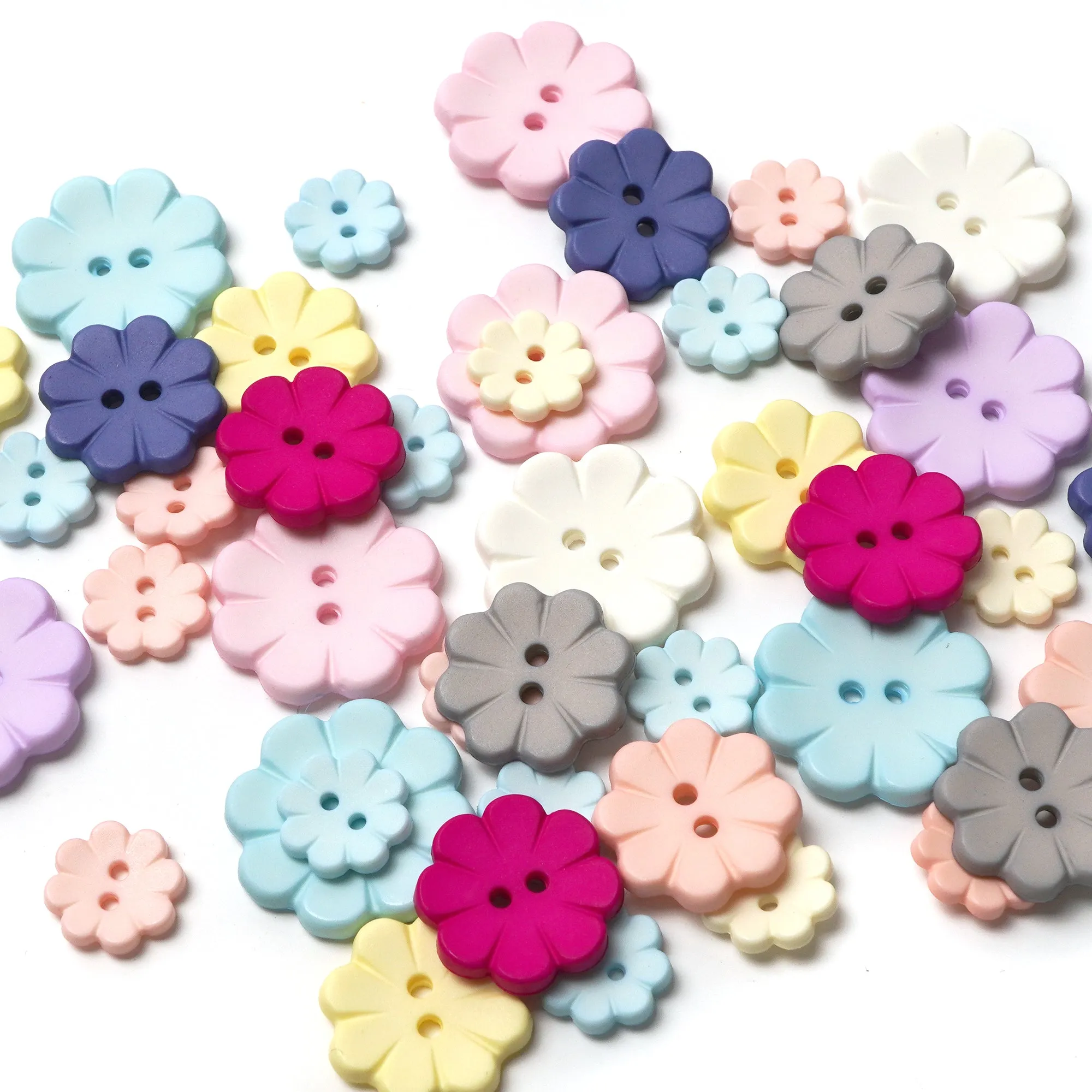 Pink Matte Flower Buttons (10 Pcs) - 15mm 23mm or 28mm