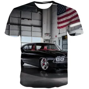 Racing Car T shirts Men Metal T shirts Funny City T-shirts 3d Gray T-shirts Graphic Retro Tshirt Anime