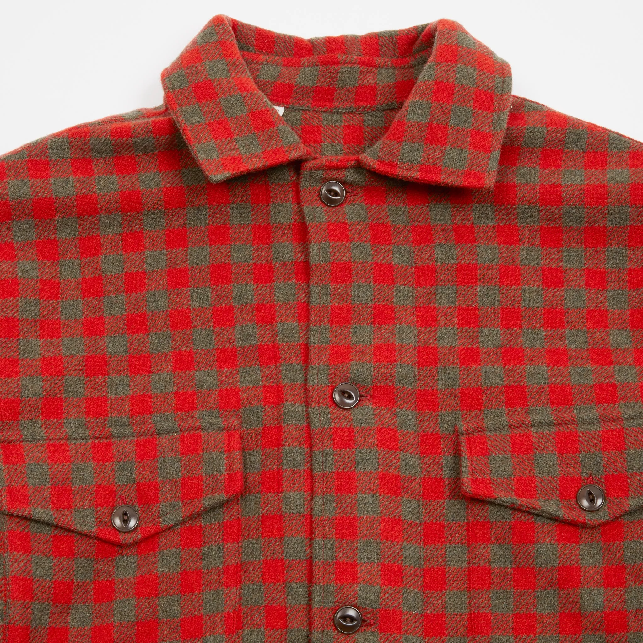 Salvatore Piccolo Women's Giulia Wool Shirt in Red / Khaki Check