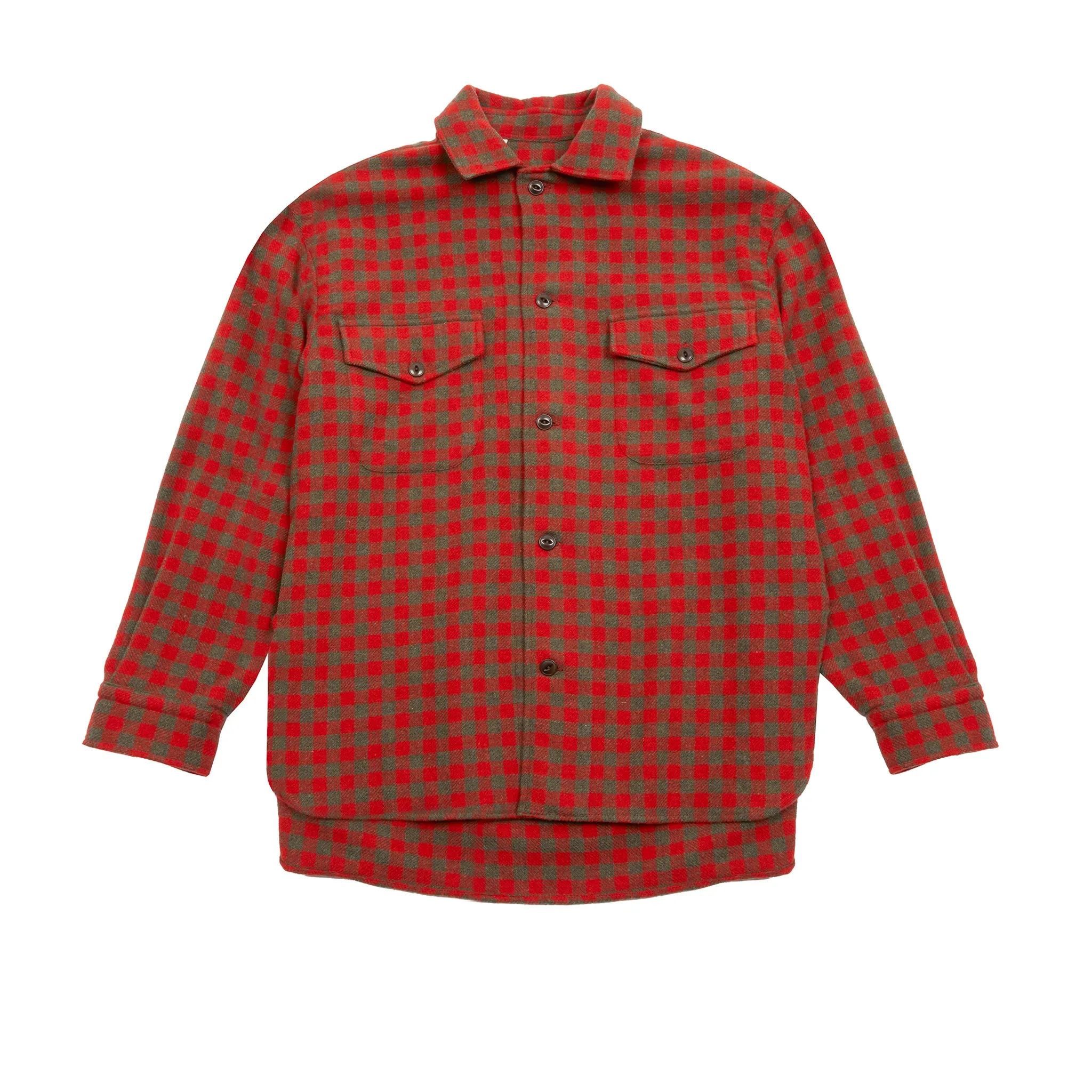 Salvatore Piccolo Women's Giulia Wool Shirt in Red / Khaki Check