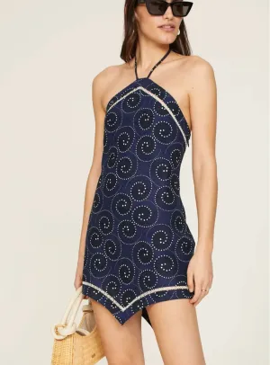 Staud Navy Halter Mini Dress