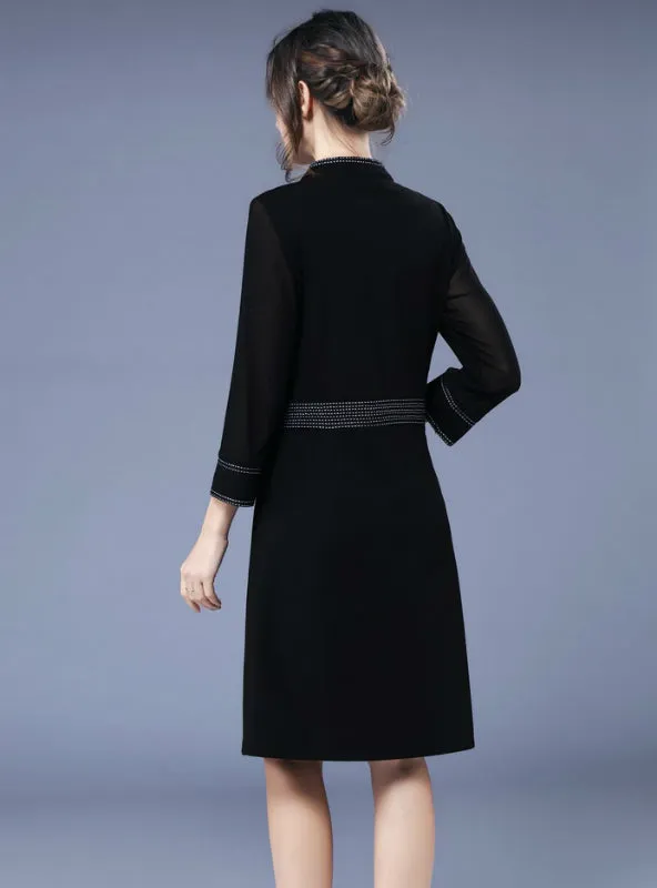 TastyHottie - Elegant Black Pocket Tunic Split Dress