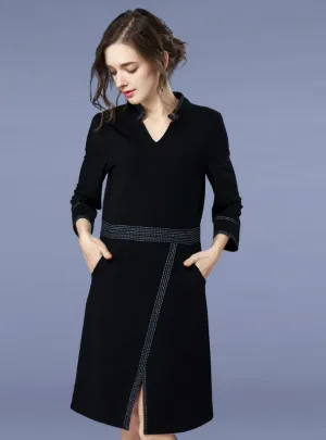 TastyHottie - Elegant Black Pocket Tunic Split Dress