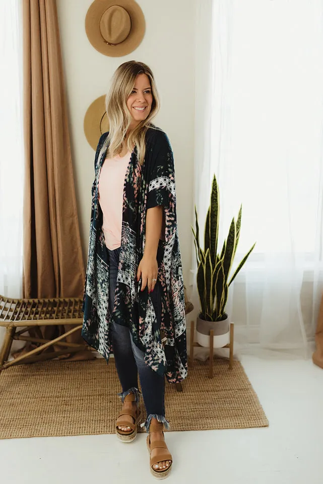 Tie Dye Geometric Kimono