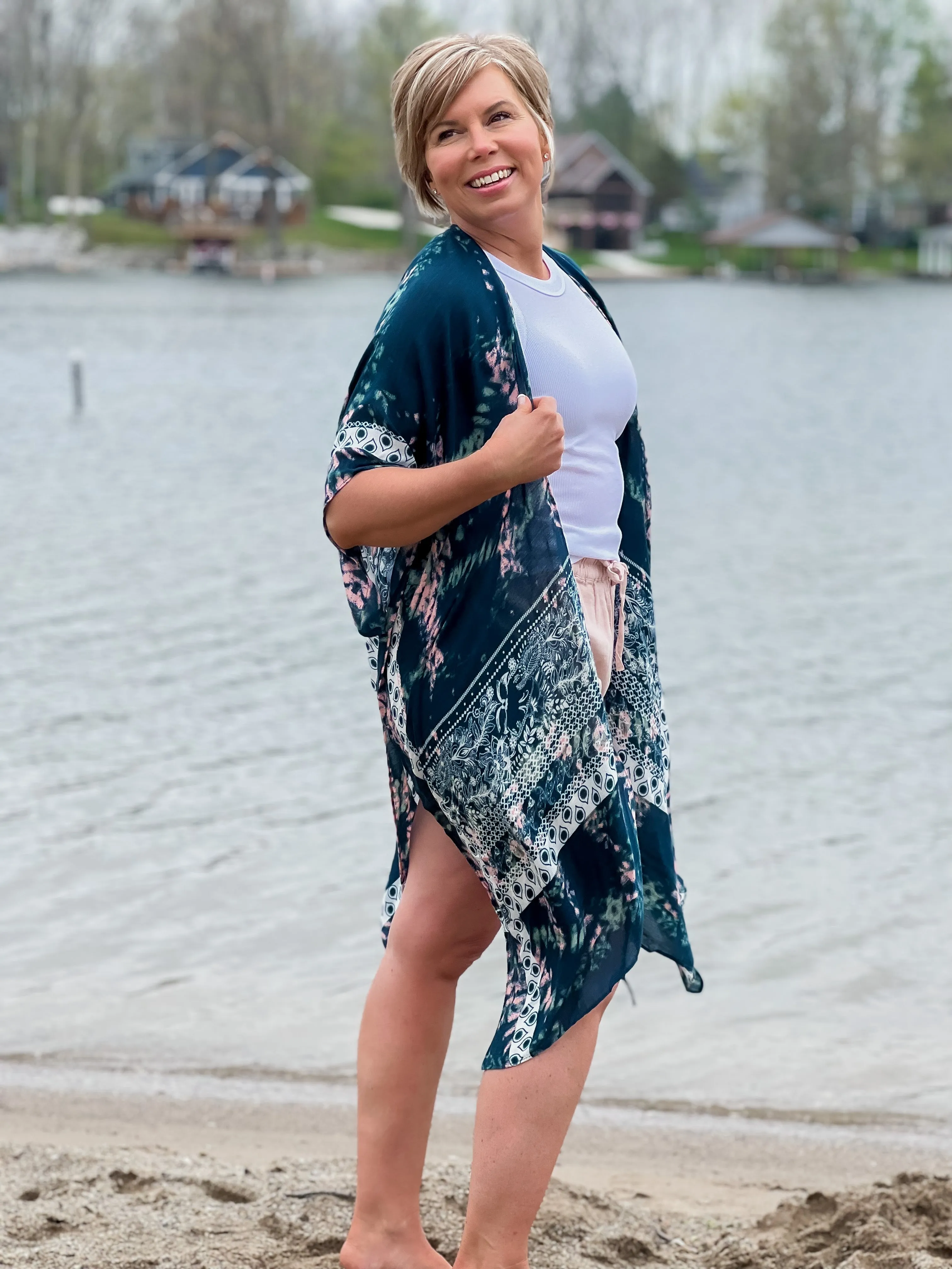 Tie Dye Geometric Kimono