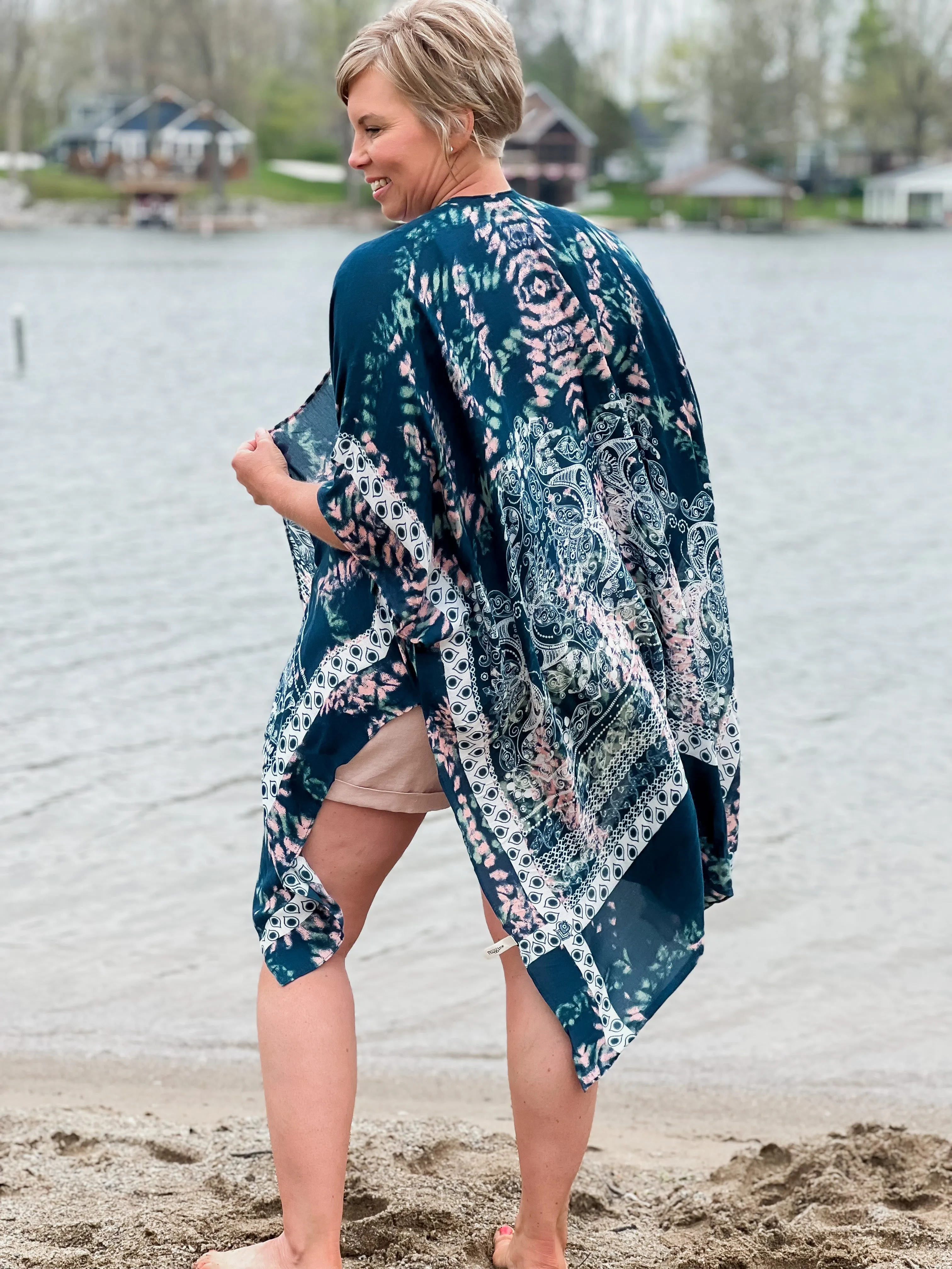 Tie Dye Geometric Kimono