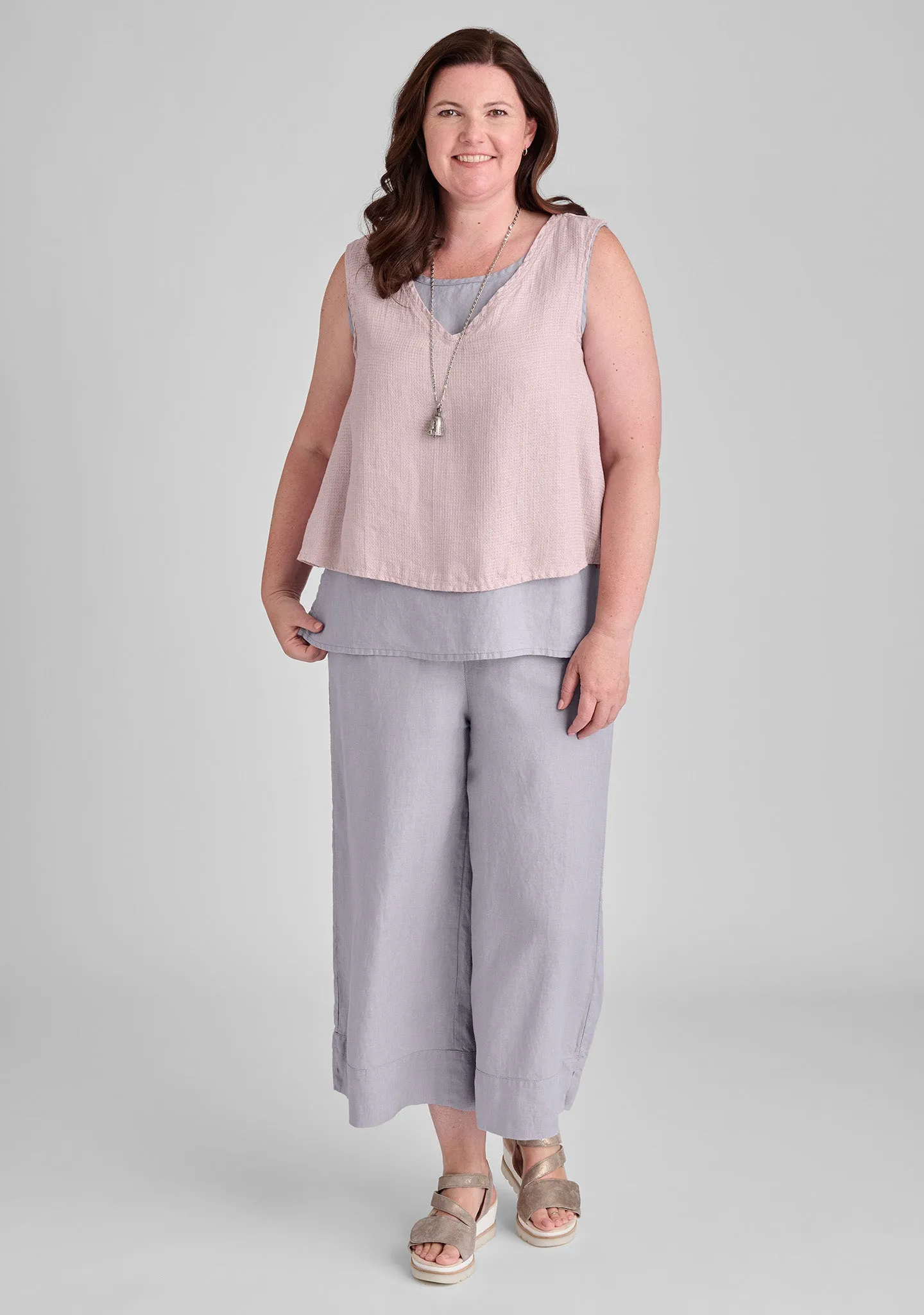 Vented Cuff Pant - Linen Pants With Elastic Waist