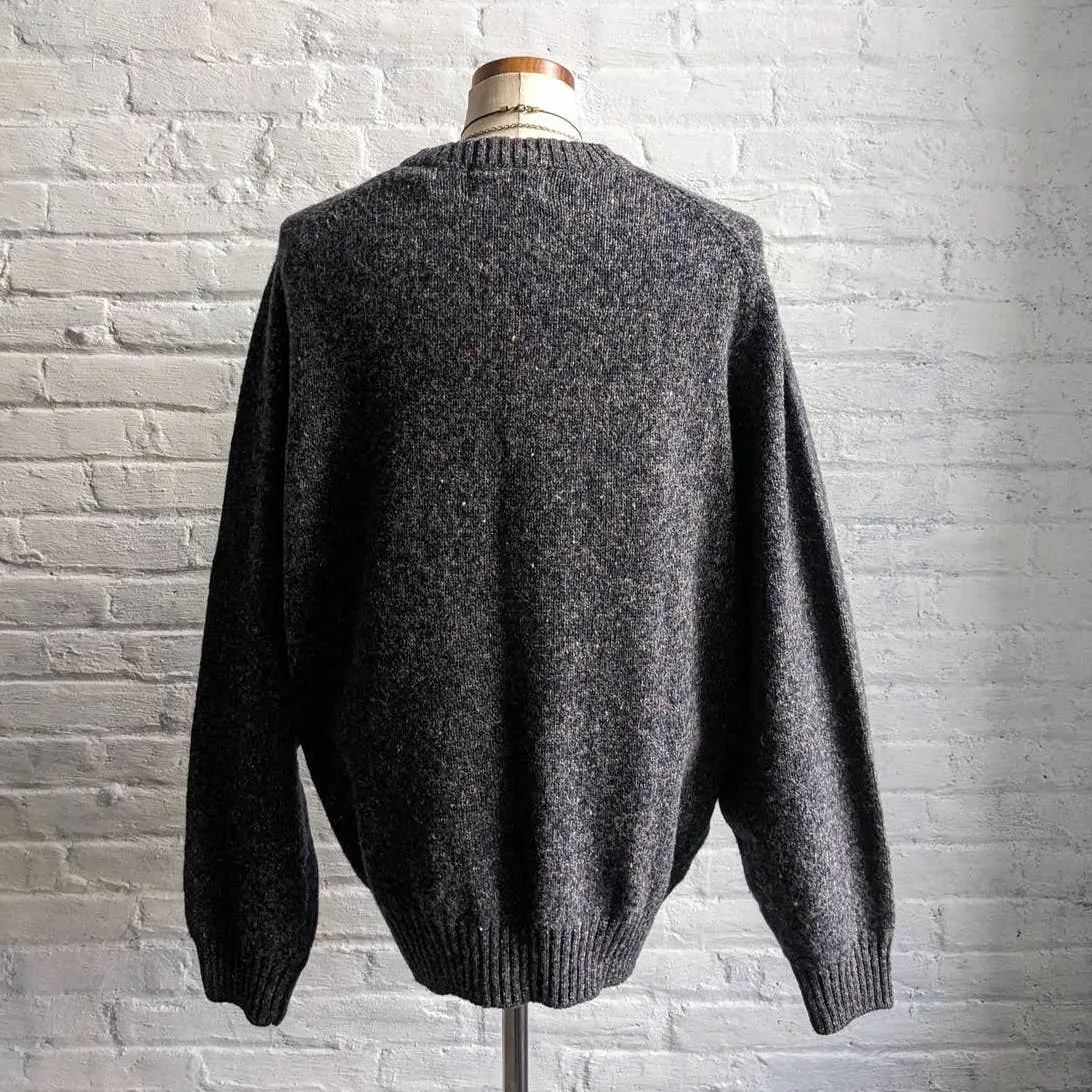 Vintage Knit Wool Grey Grandpa Sweater Minimalist Fairisle Grunge Earthtone Top