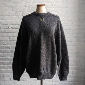 Vintage Knit Wool Grey Grandpa Sweater Minimalist Fairisle Grunge Earthtone Top