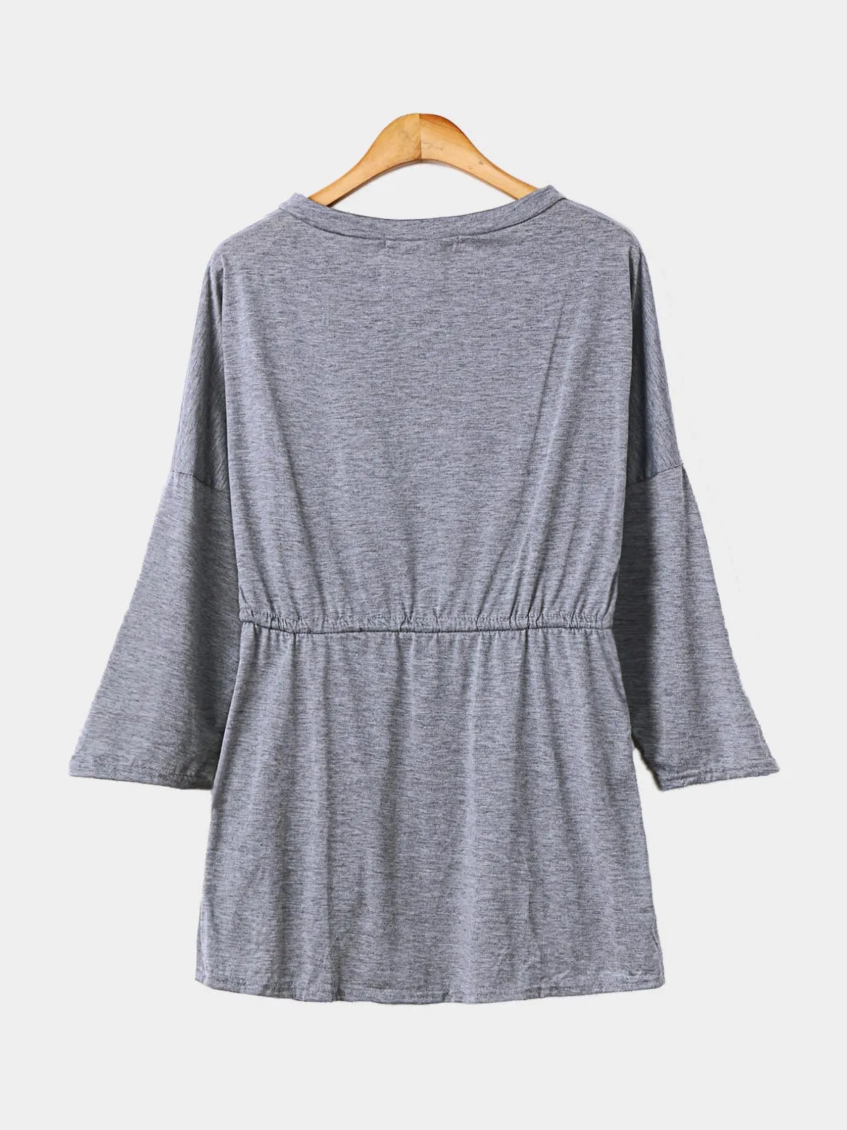 Wholesale Grey Long Sleeve Irregular Hem Casual Dresses