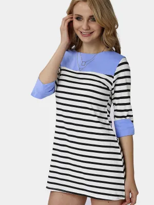 Wholesale Round Neck Long Sleeve Stripe Casual Dresses